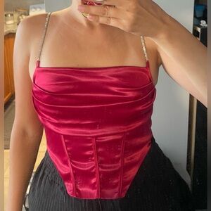 Red Satin Corset Top